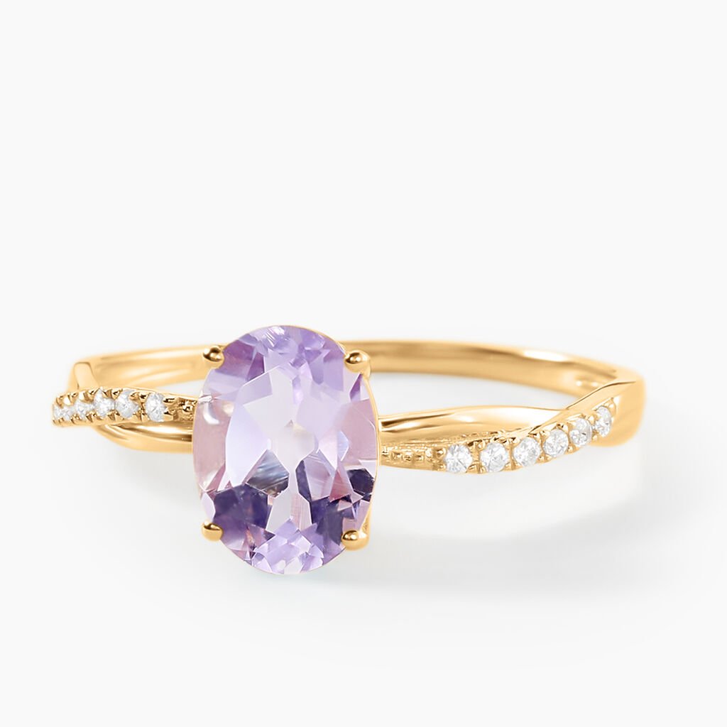 Bague Niklaus Or Jaune Améthyste Oxyde De Zirconium - Bagues solitaires Femme | Histoire d’Or