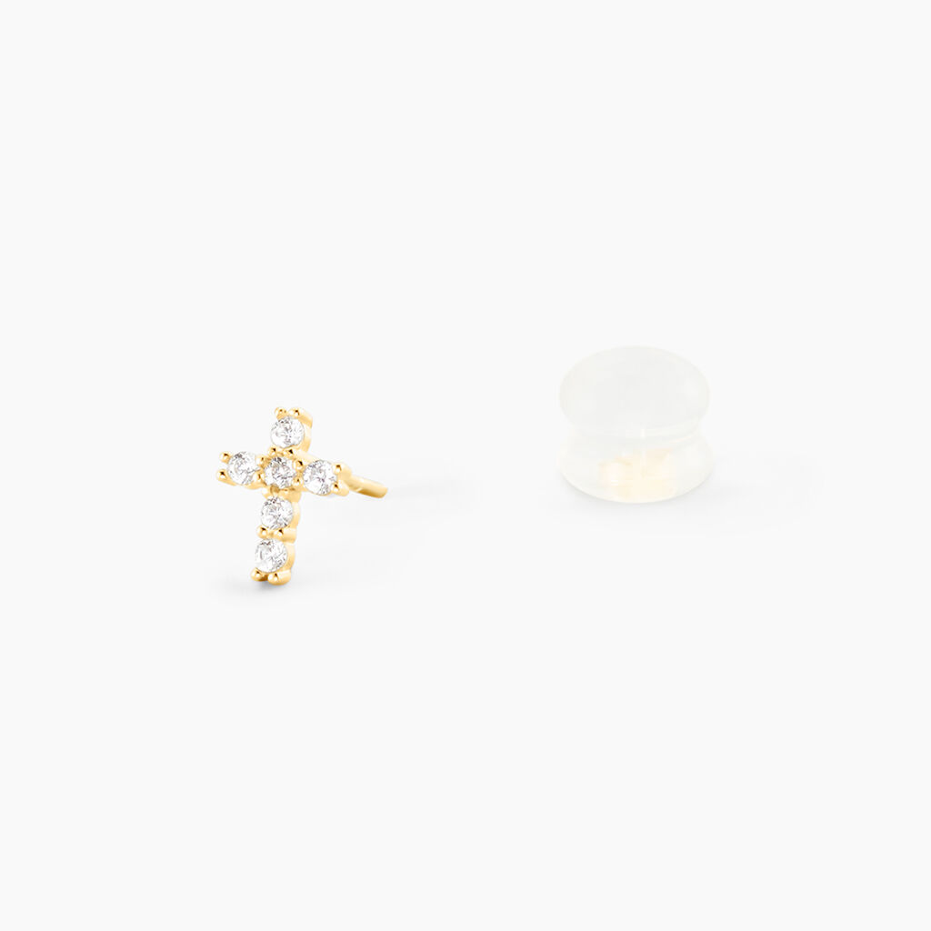 Boucles D'oreilles Puces Luna Or Jaune Oxyde De Zirconium - Clous d'oreilles Femme | Histoire d’Or