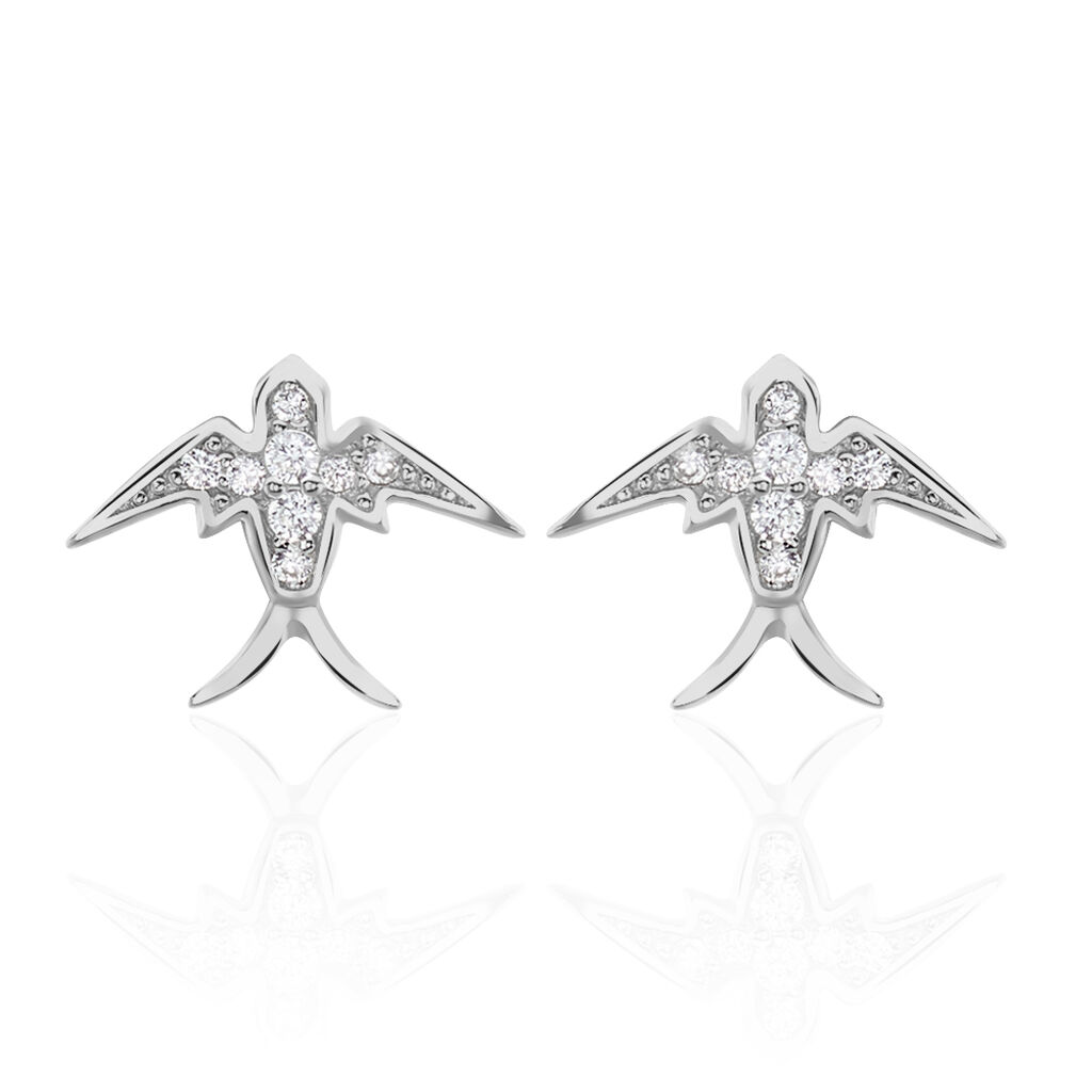Boucles D'oreilles Puces Janea Argent Blanc Oxyde De Zirconium - Boucles d'oreilles fantaisie Femme | Histoire d’Or