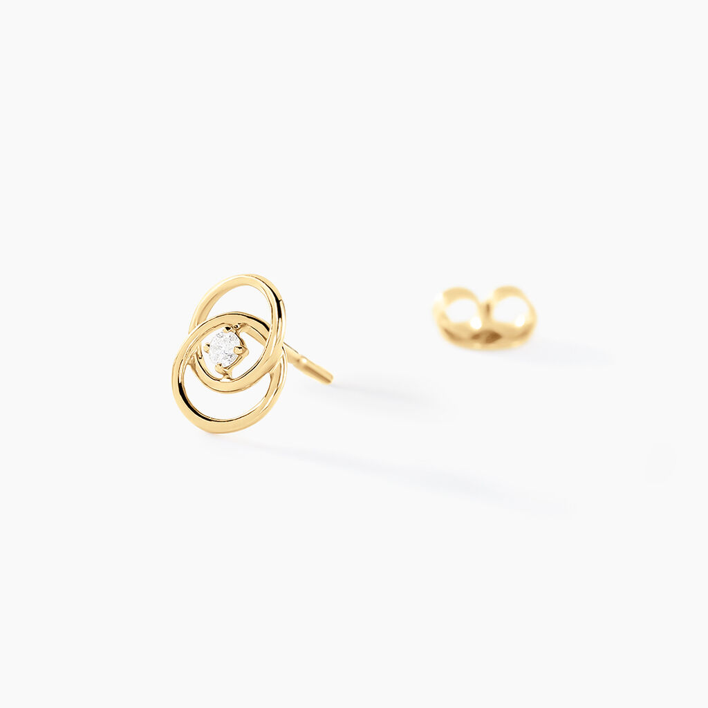 Boucles D'oreilles Puces Nid D'amour Or Jaune Diamant - Clous d'oreilles Femme | Histoire d’Or