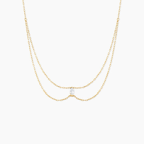 Collier Sparkle Or Jaune Oxyde De Zirconium - Colliers doubles et triples cha&icirc;nes Femme | Histoire d&rsquo;Or