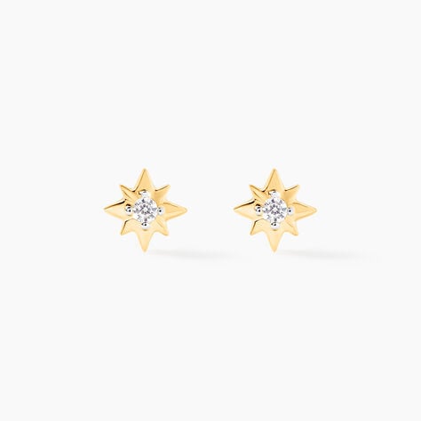 Boucles D'oreilles Puces Astralia Or Jaune Oxyde De Zirconium - Clous d'oreilles Femme | Histoire d&rsquo;Or