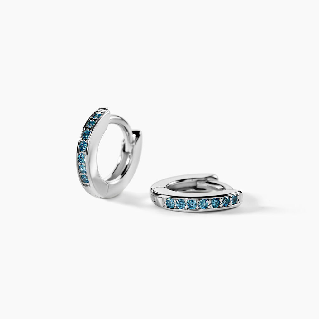 Creoles Rio Argent Blanc Oxydes De Zirconium - Boucles d'oreilles cr&eacute;oles Femme | Histoire d&rsquo;Or