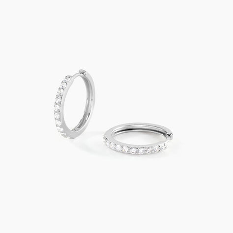 Créoles Classique Argent Blanc Jussi Oxyde De Zirconium - Boucles d'oreilles créoles Femme | Histoire d’Or
