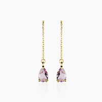 Boucles D'oreilles Pendantes Asteriane Or Jaune Améthyste