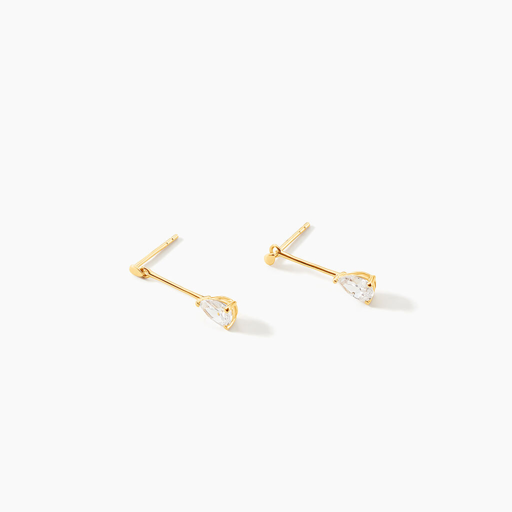 Boucles D'oreilles Pendantes Goutte Or Jaune Oxyde De Zirconium - Boucles d'oreilles pendantes Femme | Histoire d’Or