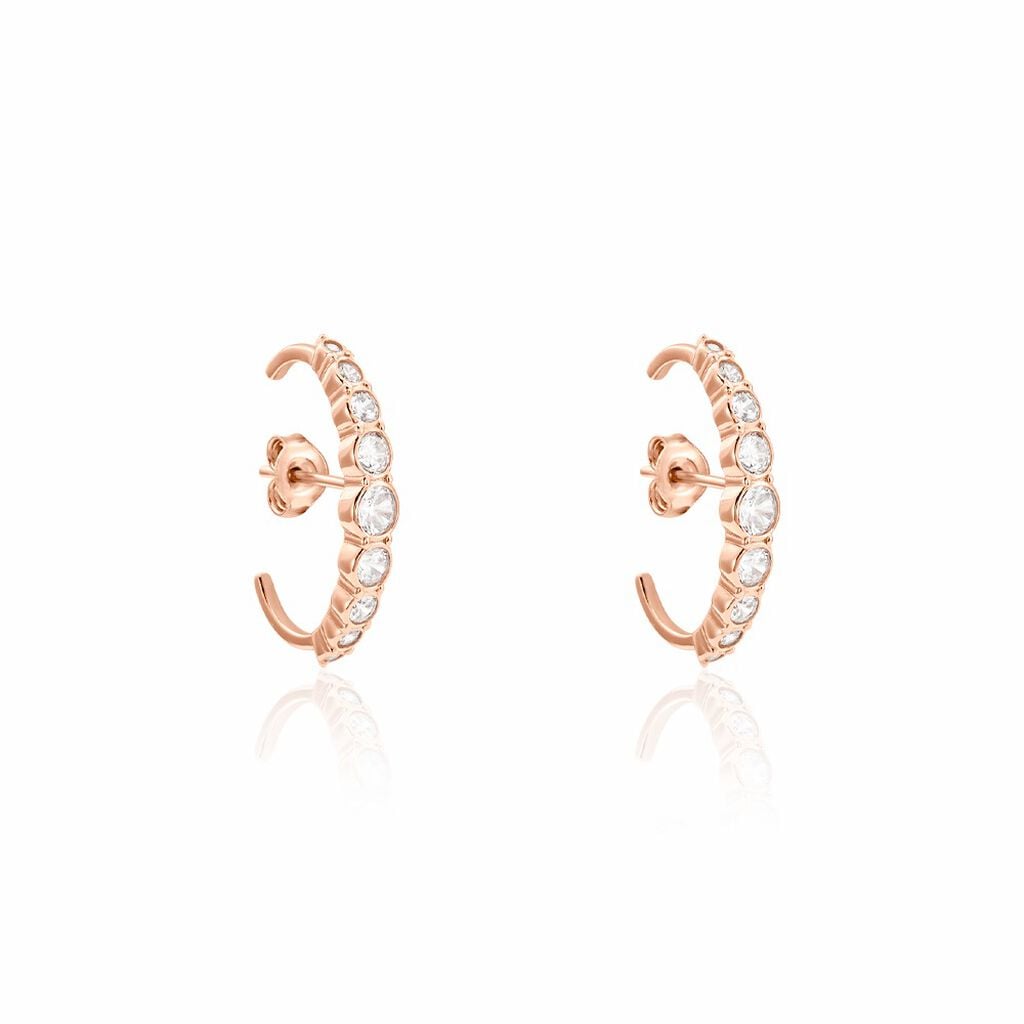 Boucles D'oreilles Liviu Argent Rose Oxyde De Zirconium - Boucles d'oreilles cr&eacute;oles Femme | Histoire d&rsquo;Or