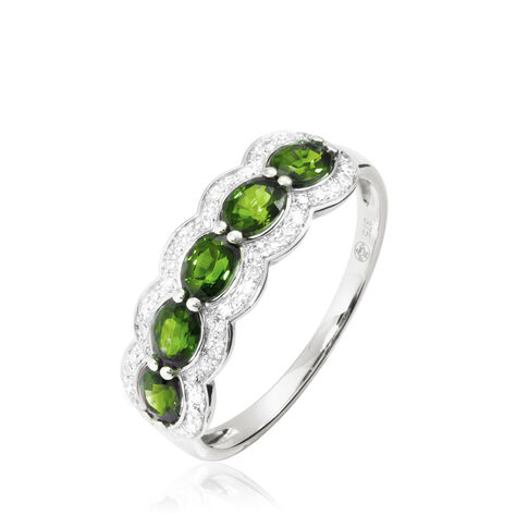 Bague Margaux Or Blanc Péridot Et Diamant - Bagues avec pierre Femme | Histoire d’Or