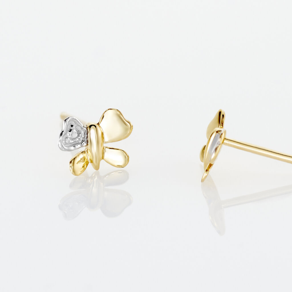 Boucles D'oreilles Puces Bartholomee Papillon Or Jaune - Clous d'oreilles Femme | Histoire d’Or
