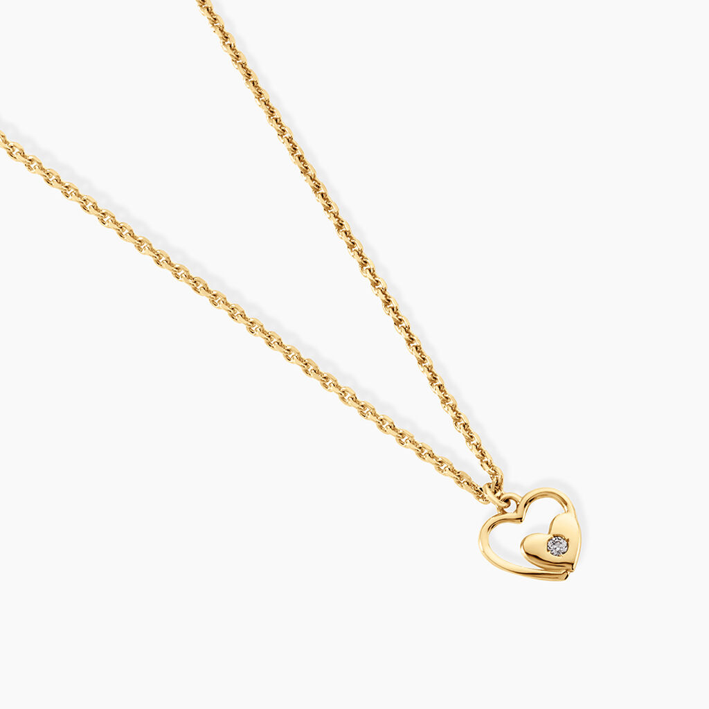 Collier Terentille Coeur Argent Dor&eacute; A L'Or 750/1000 Oxyde De Zirconium - Colliers Enfant | Histoire d&rsquo;Or