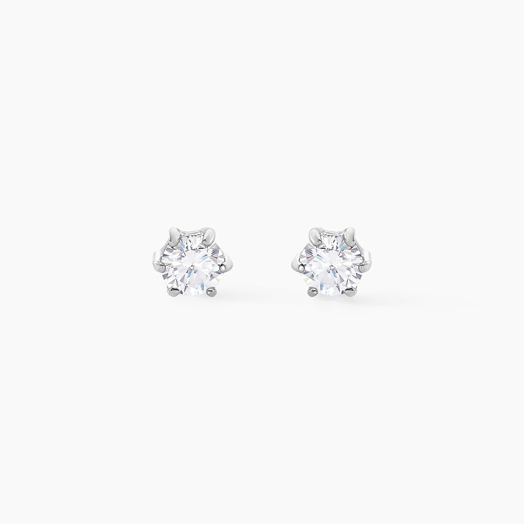 Boucles D'oreilles Puces Petrine Argent Blanc Oxyde De Zirconium - Boucles d'oreilles fantaisie Femme | Histoire d&rsquo;Or
