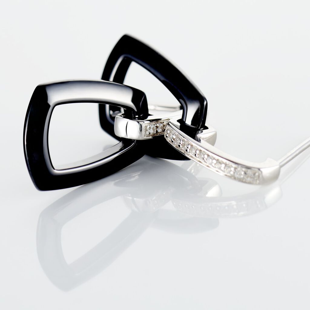 Boucles D'oreilles Pendantes Ezra Argent Blanc Céramique Et Oxyde - Boucles d'oreilles fantaisie Femme | Histoire d’Or