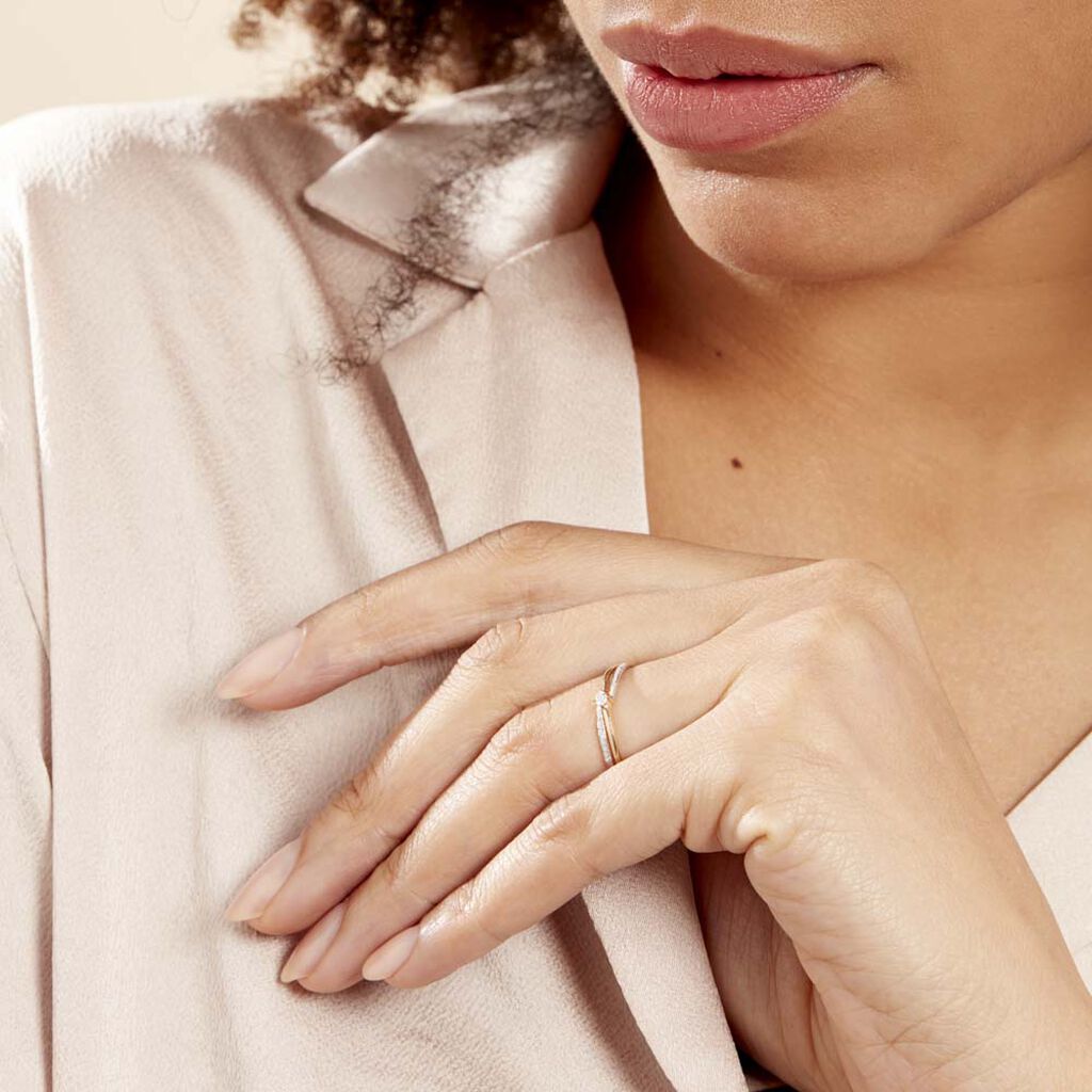 Bague Selene Or Bicolore Diamant - Bagues solitaires Femme | Histoire d’Or
