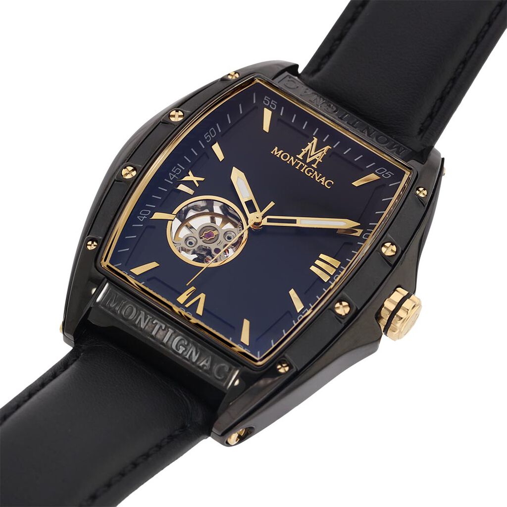Montre Montignac Tonneau Automatique Noir - Montres Homme | Histoire d&rsquo;Or