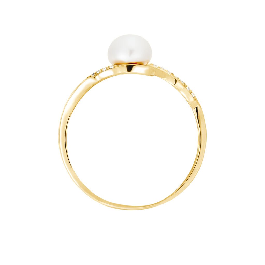 Bague Antoinette Or Jaune Perle De Culture Et Oxyde De Zirconium - Bagues solitaires Femme | Histoire d&rsquo;Or