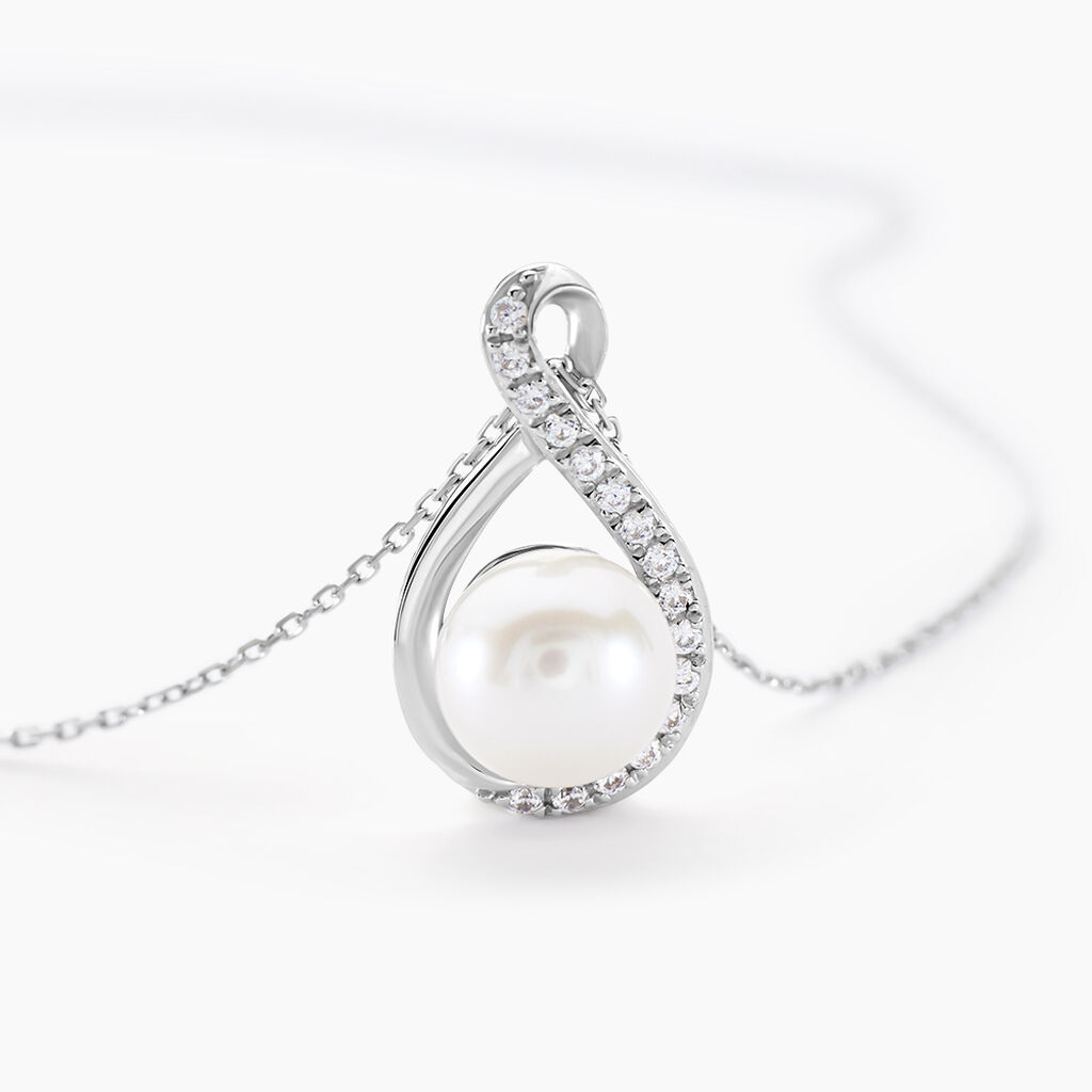 Collier Davy Or Blanc Perle De Culture Oxyde - Colliers Femme | Histoire d&rsquo;Or