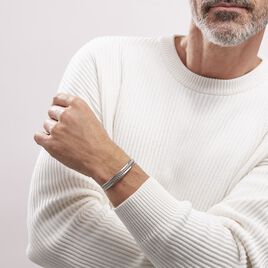 Bracelet Jonc Ouvert Acier Blanc Winnoc - Bracelets fantaisie Homme | Histoire d’Or