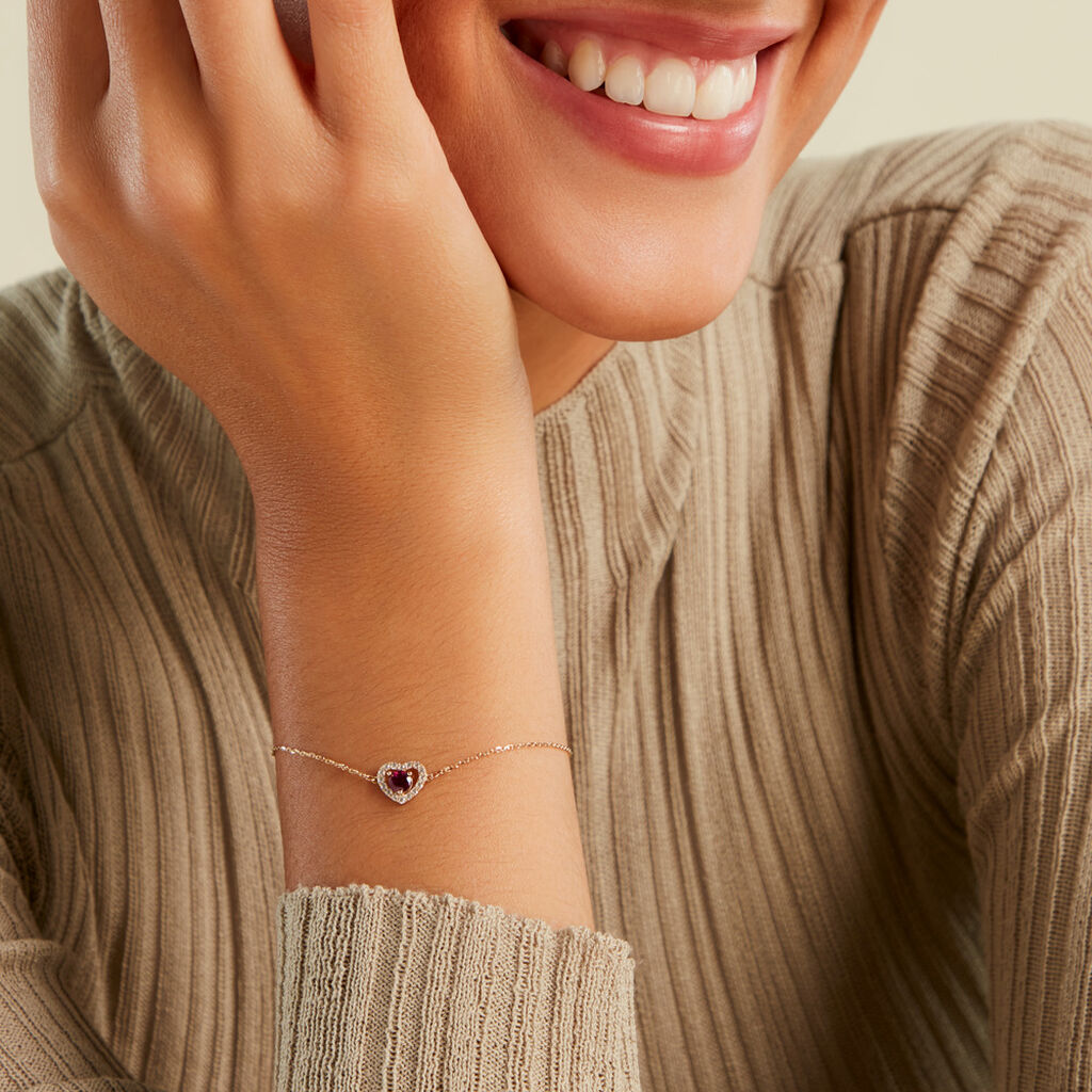 Bracelet Red Velvet Or Jaune Rhodolite Oxyde De Zirconiu - F&ecirc;te des m&egrave;res Femme | Histoire d&rsquo;Or