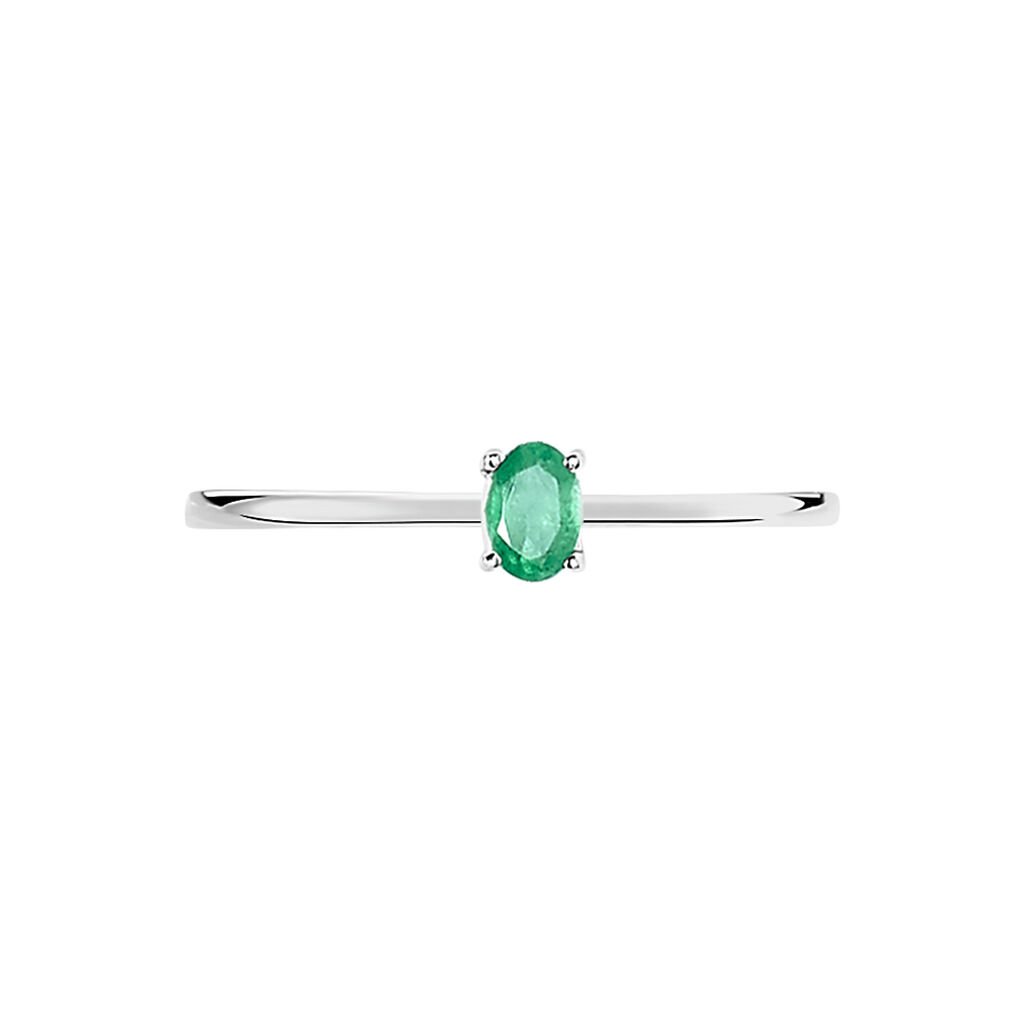 Bague Solitaire Dota Or Blanc Emeraude - Bagues solitaires Femme | Histoire d’Or
