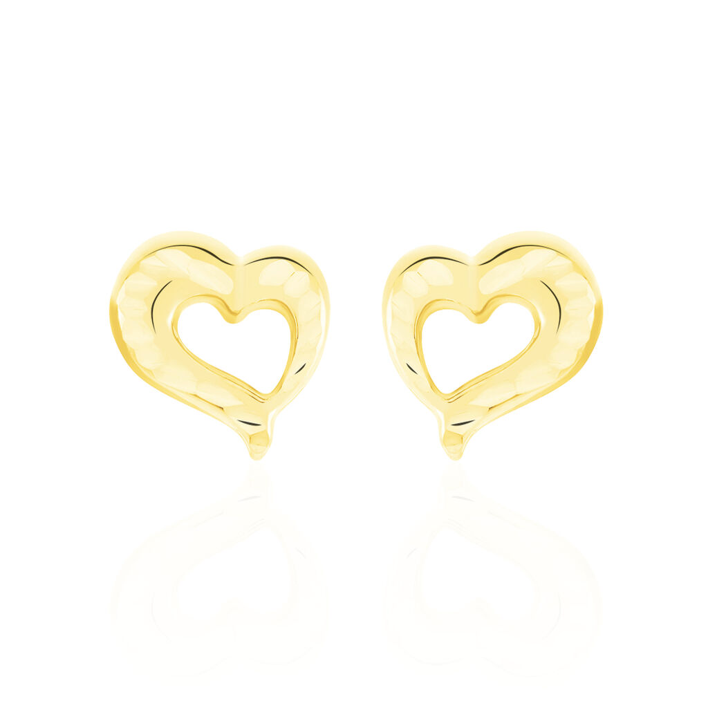 Boucles D'oreilles Puces Anne-maudae Coeurs Or Jaune - Clous d'oreilles Femme | Histoire d’Or