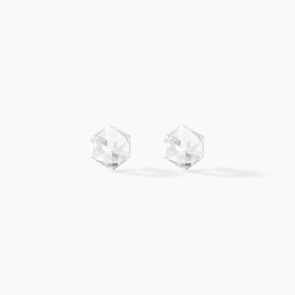 Boucles D'oreilles Puces Bridie Argent Blanc Pierre De Synthese - Boucles d'oreilles fantaisie Femme | Histoire d’Or