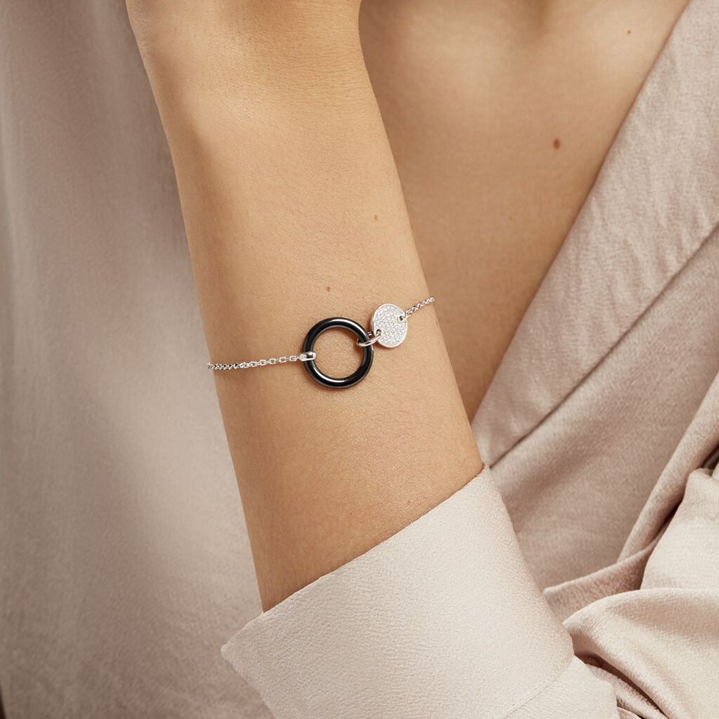 Bracelet Issara Argent Blanc Céramique Et Oxyde De Zirconium - Bracelets Femme | Histoire d’Or