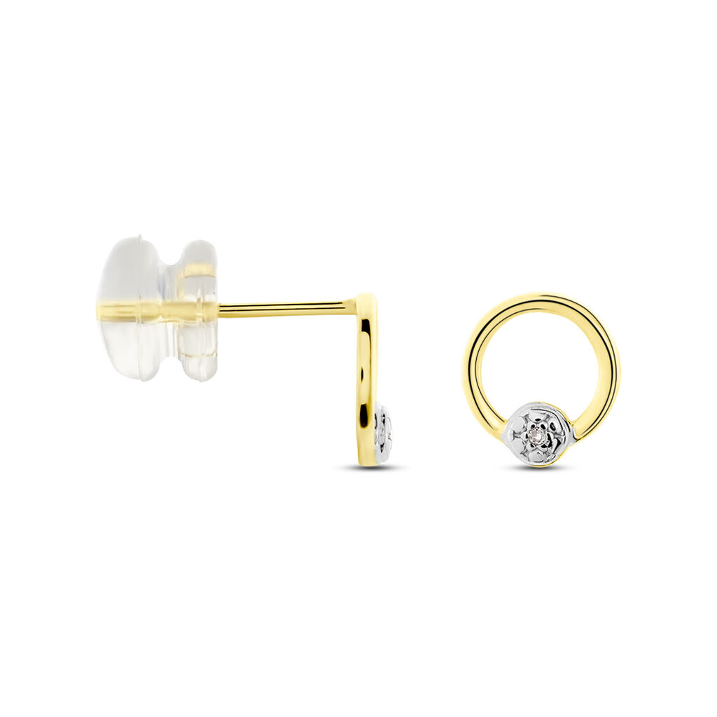 Boucles D'oreilles Puces Gisa Jaune Diamant Blanc - Clous d'oreilles Femme | Histoire d’Or