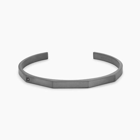 Bracelet Jonc Titane Gris Diamant - Bracelets Pierre Homme | Histoire d&rsquo;Or