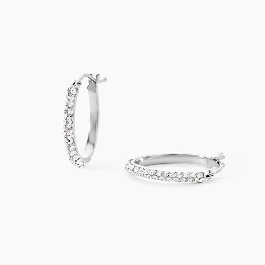 Créoles Sandrine Or Blanc Strass - Boucles d'oreilles créoles Femme | Histoire d’Or