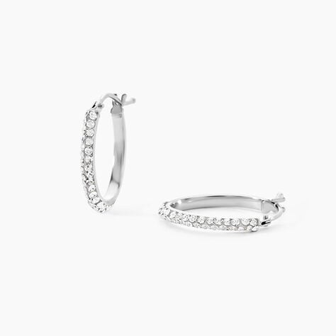 Créoles Sandrine Or Blanc Strass - Boucles d'oreilles créoles Femme | Histoire d’Or