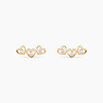 Boucles D'oreilles Puces Daria Coeur Triple Or Jaune Oxyde - Clous d'oreilles Femme | Histoire d&rsquo;Or
