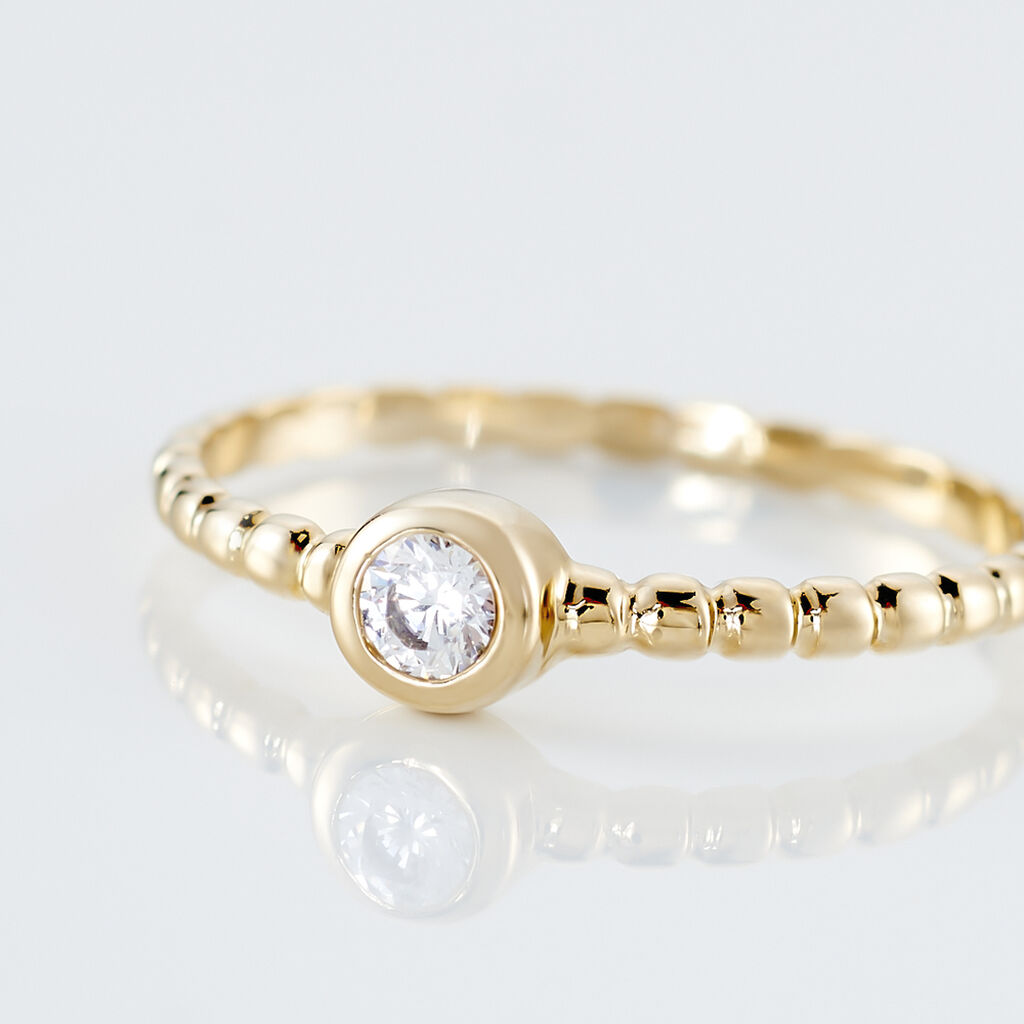 Bague Plaqué Or Jaune Alessandrine Oxyde De Zirconium - Bagues solitaires Femme | Histoire d’Or