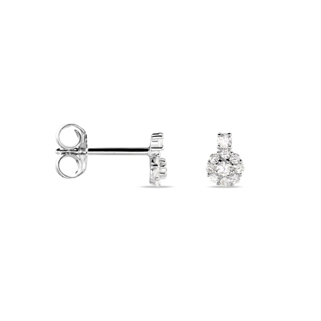 Boucles D'oreilles Puces Melyna Argent Blanc Oxyde De Zirconium - Boucles d'oreilles fantaisie Femme | Histoire d’Or