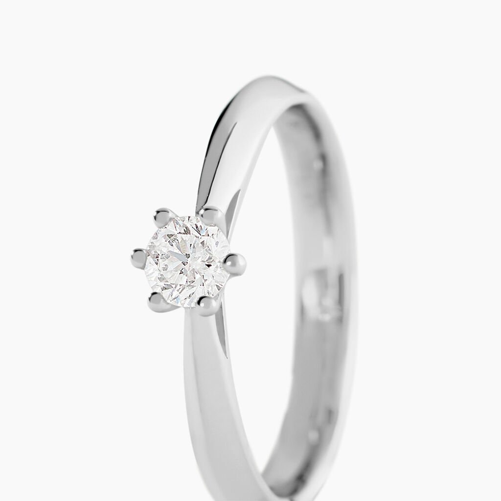 Bague Solitaire Veronika Or Blanc Diamant - Bagues solitaires Femme | Histoire d&rsquo;Or