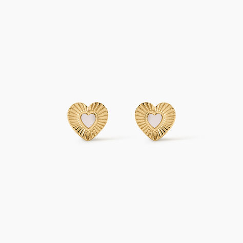 Boucles D'Oreilles Puces Obeline Argent Dor&eacute; A L'Or 750/1000 Nacre - Boucles d'oreilles fantaisie Femme | Histoire d&rsquo;Or