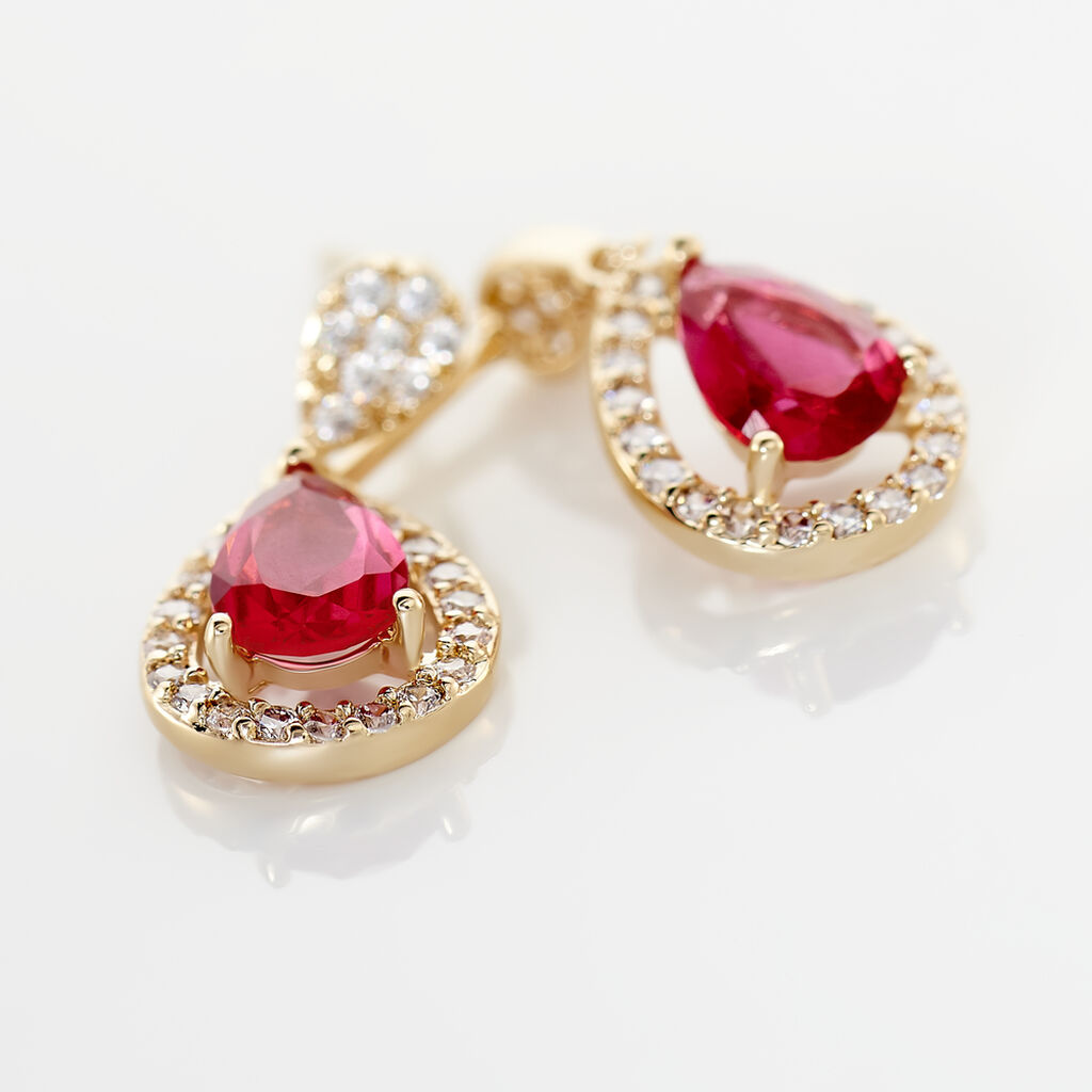 Boucles D'oreilles Pendantes Brigita Plaqu&eacute; Or Pierre Et Oxyde - Boucles d'oreilles fantaisie Femme | Histoire d&rsquo;Or