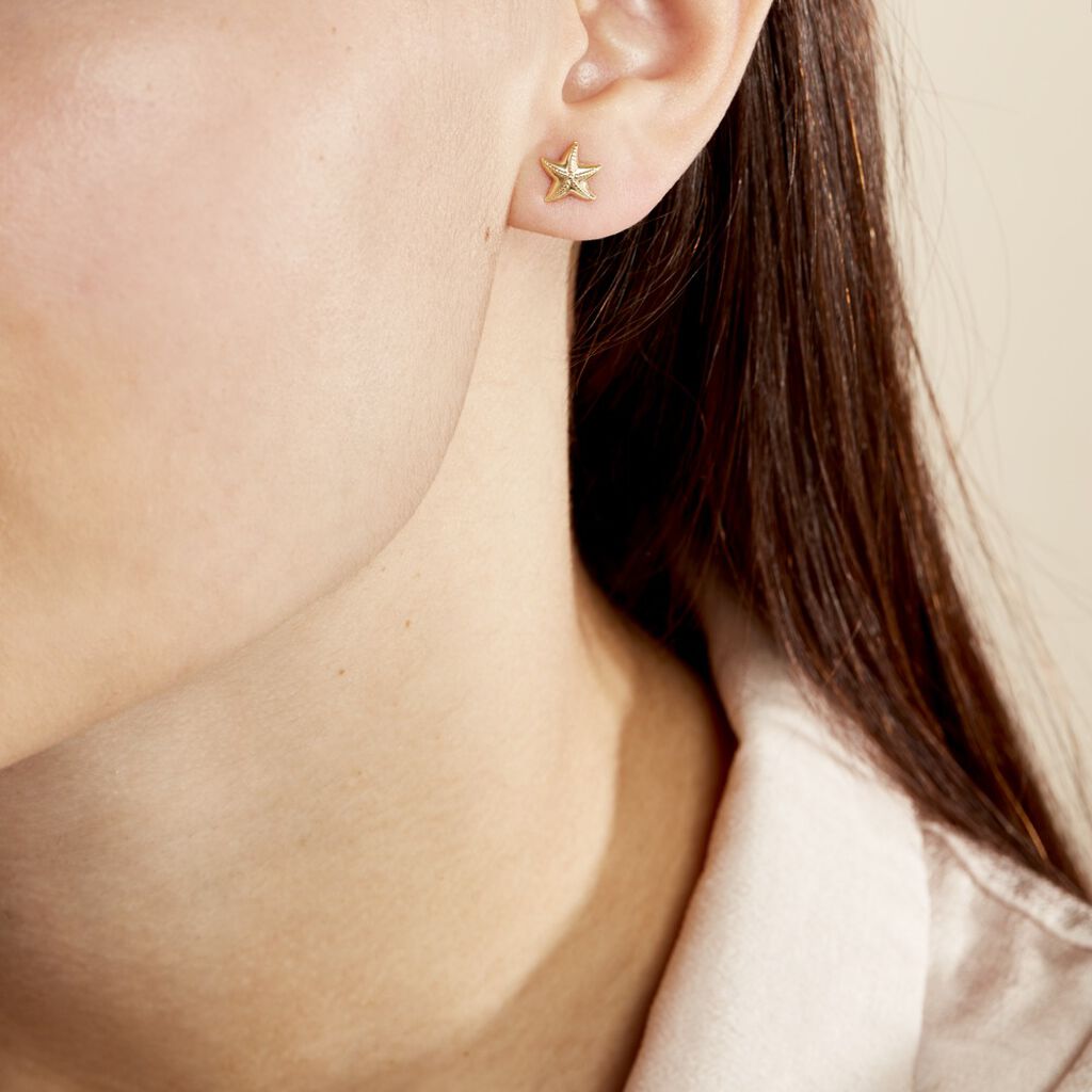Boucles D'oreilles Puces Alphonsine Etoile De Mer Or Jaune - Clous d'oreilles Femme | Histoire d’Or