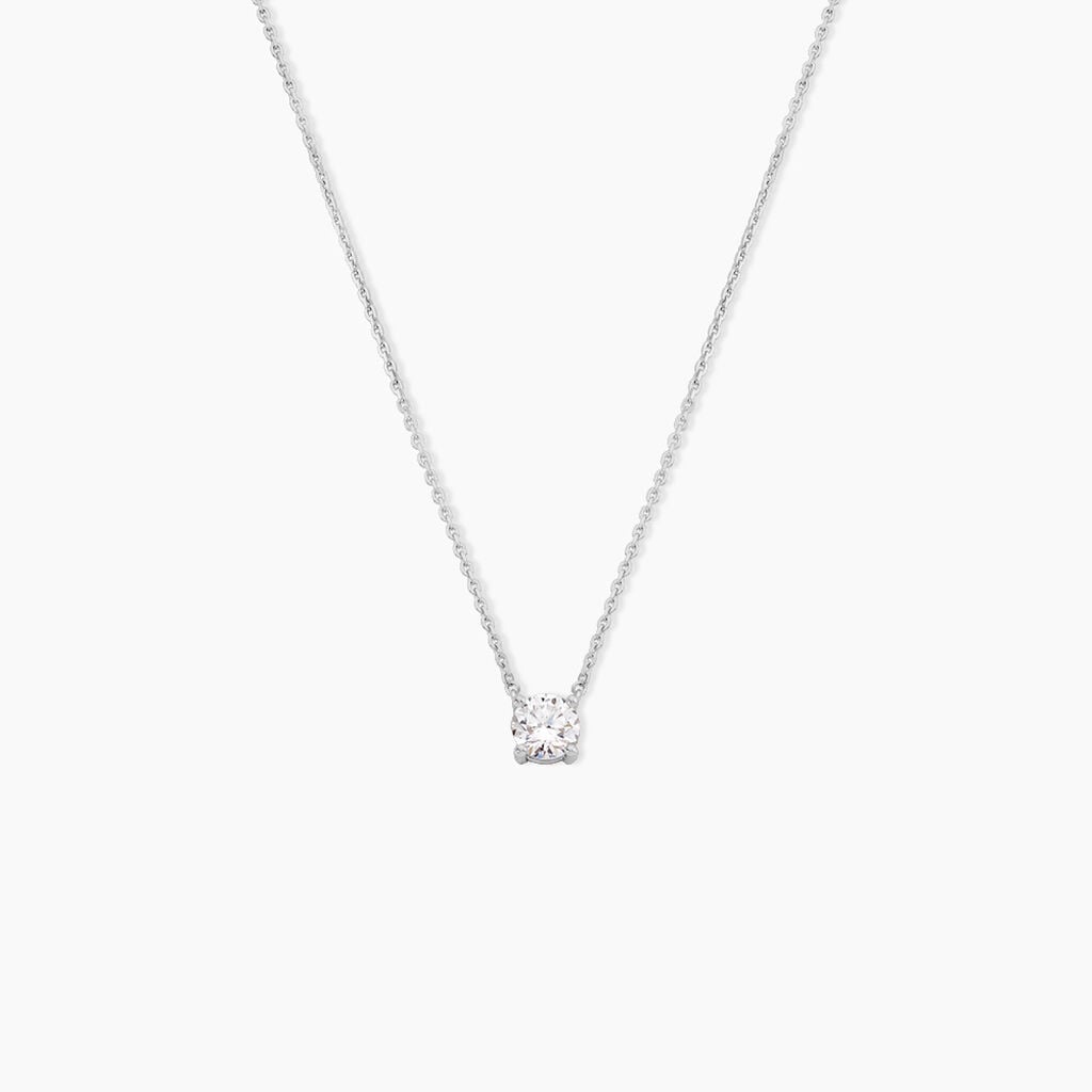 Collier Solitaire One Platine Blanc Diamant - Bijoux Pierres Pr&eacute;cieuses Femme | Histoire d&rsquo;Or