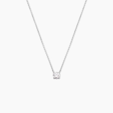 Collier Solitaire One Platine Blanc Diamant - Bijoux Pierres Pr&eacute;cieuses Femme | Histoire d&rsquo;Or