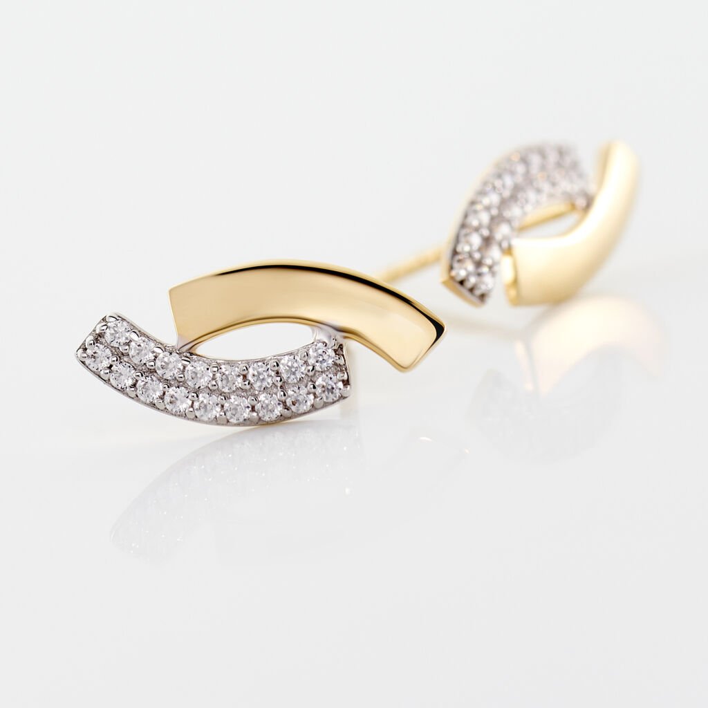 Boucles D'oreilles Puces Vero Or Jaune Oxyde De Zirconium - Clous d'oreilles Femme | Histoire d’Or