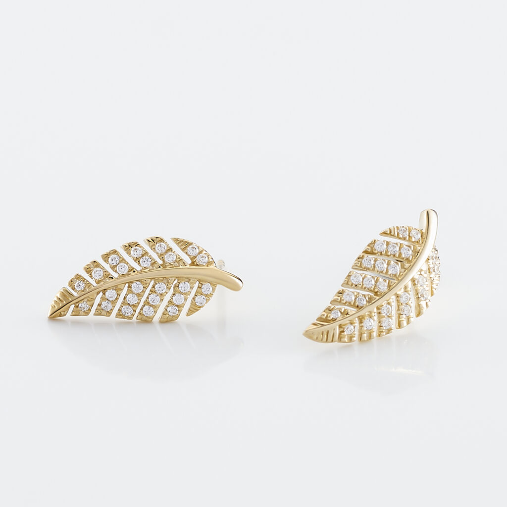 Boucles D'oreilles Puces Tourkia Or Jaune Oxyde De Zirconium - Clous d'oreilles Femme | Histoire d&rsquo;Or