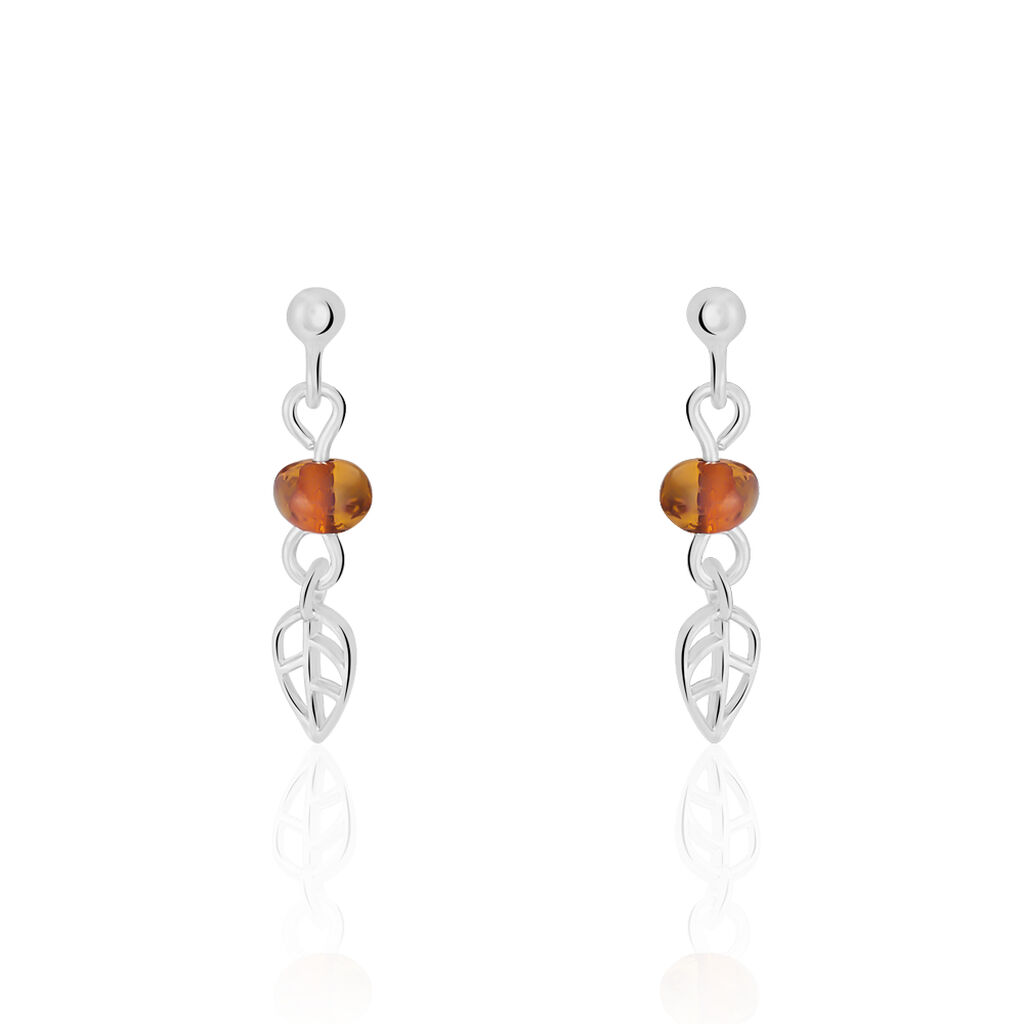 Boucles D'oreilles Pendantes Nolana Argent Blanc Ambre - Boucles d'oreilles fantaisie Femme | Histoire d’Or