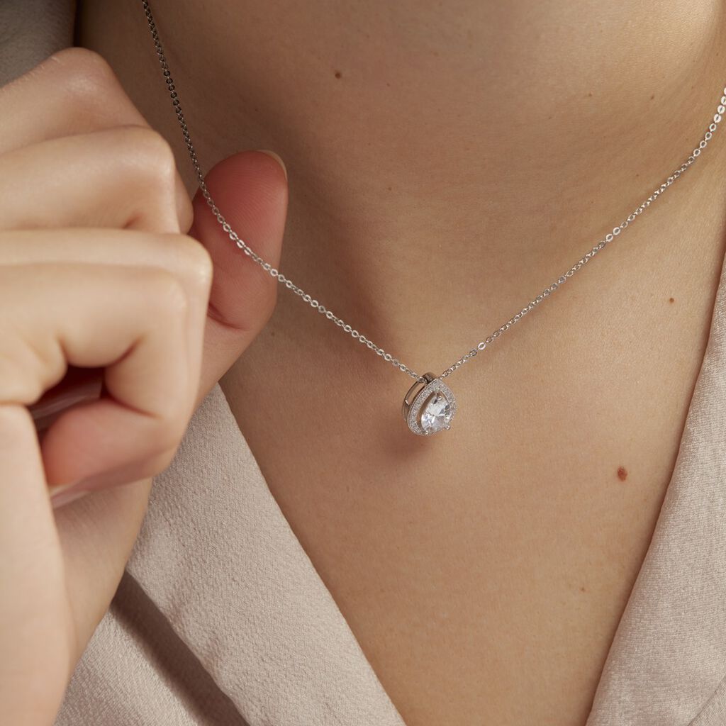 Collier Pilar Argent Blanc Oxyde De Zirconium - Colliers fantaisie Femme | Histoire d’Or