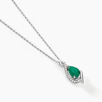 Collier Angelika Or Blanc Emeraude Et Diamant