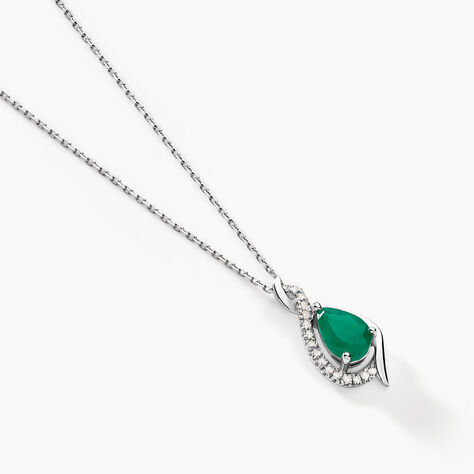 Collier Angelika Or Blanc Emeraude Et Diamant - Colliers Femme | Histoire d’Or