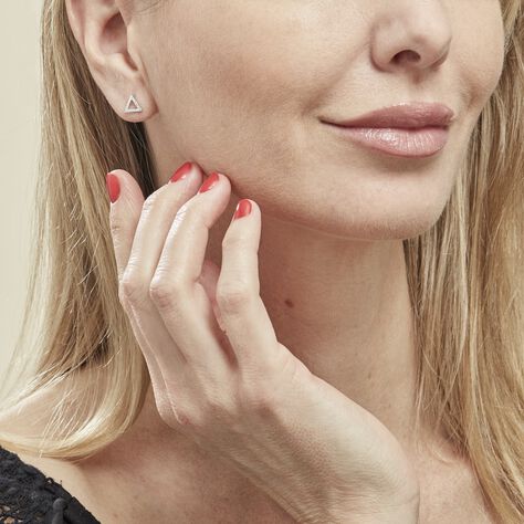 Boucles D'oreilles Puces Lorena Argent Blanc Oxyde De Zirconium - Boucles d'oreilles fantaisie Femme | Histoire d’Or