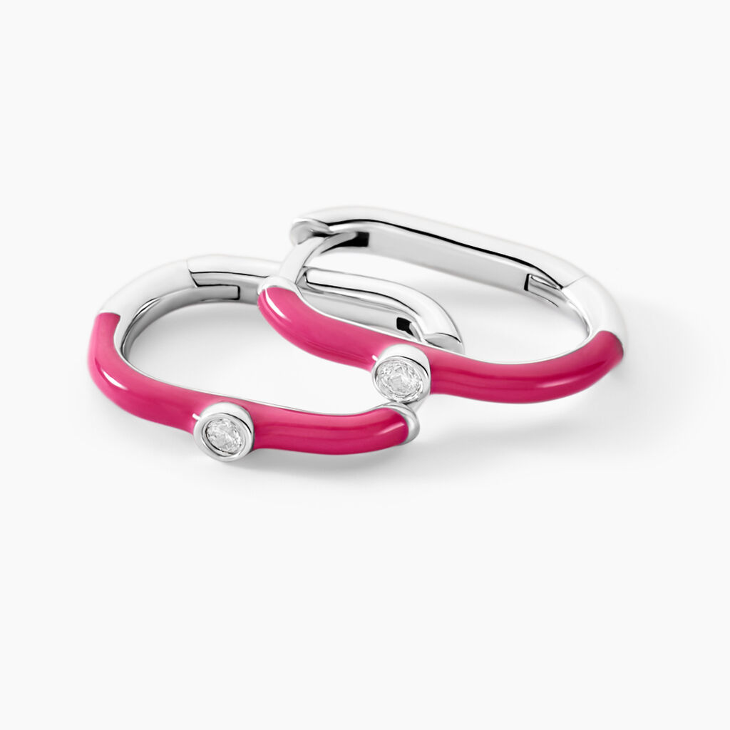 Créoles Infini Pop Argent Blanc Oxyde De Zirconium - Boucles d'oreilles créoles Femme | Histoire d’Or