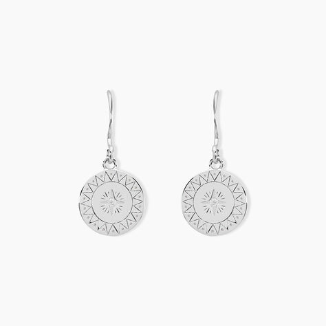 Cr&eacute;oles Isra Argent Blanc Oxyde De Zirconium - Boucles d'oreilles cr&eacute;oles Femme | Histoire d&rsquo;Or