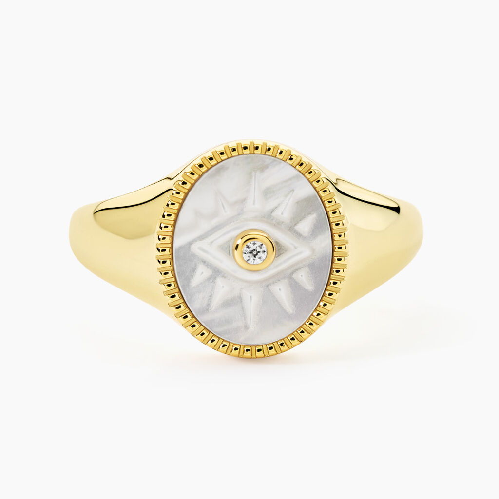 Chevali&egrave;re Goddess Argent Jaune Nacre Oxyde De Zirconium - Bagues solitaires Femme | Histoire d&rsquo;Or