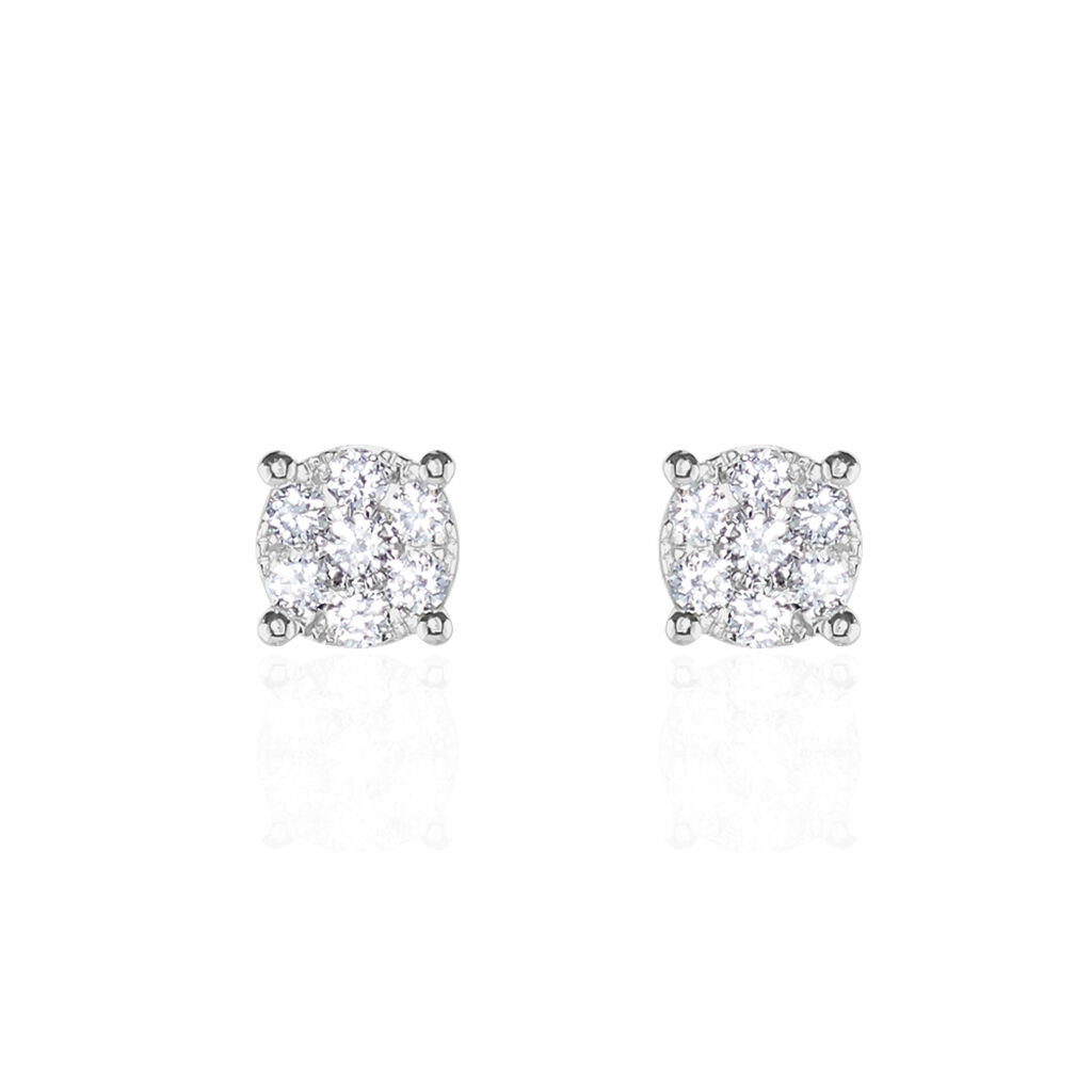 Boucles D'oreilles Puces Charlene Or Blanc Diamant Synthetique - Clous d'oreilles Femme | Histoire d’Or